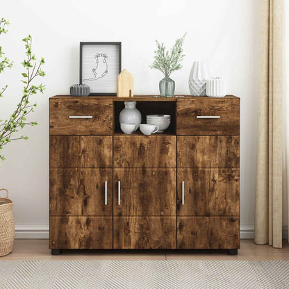 TV Cabinet Set FLORIN 3 pcs 150 x 39 x 30 cm Smoked Oak Sideboard with 2 drawers 3 doors