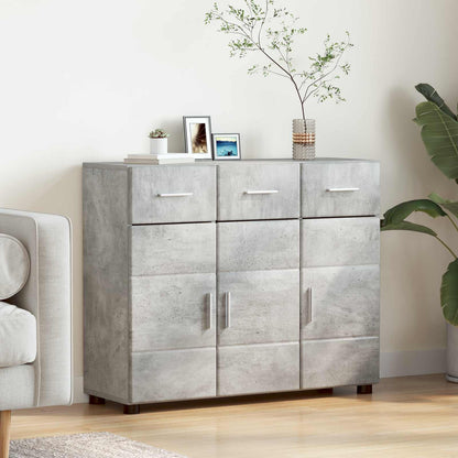 TV Cabinet Set FLORIN 3 pcs 150 x 39 x 30 cm Concrete Grey Sideboard with 3 drawers 3 doors