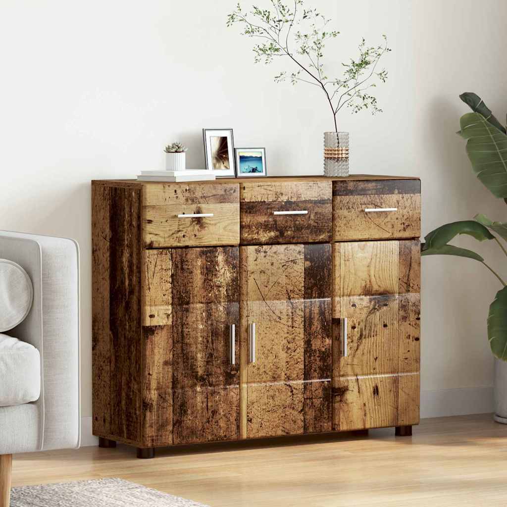 TV Cabinet Set FLORIN 3 pcs 150 x 39 x 30 cm Old Wood Sideboard with 3 drawers 3 doors