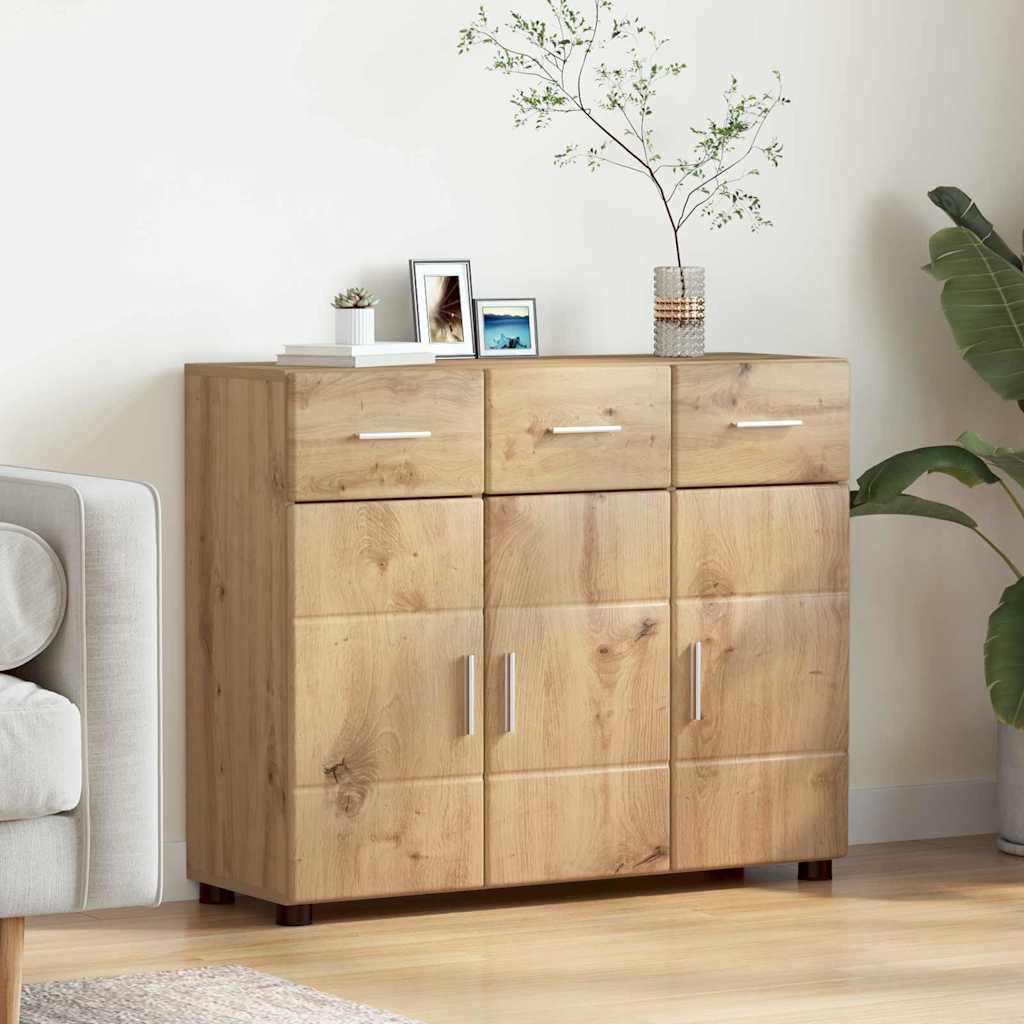 TV Cabinet Set FLORIN 3 pcs 150 x 39 x 30 cm Artisan Oak Sideboard with 3 drawers 3 doors