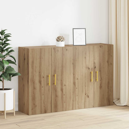 Wall Mounted Cabinets 2 pcs 69.5x34x90 cm Tube Gold Artisan oak