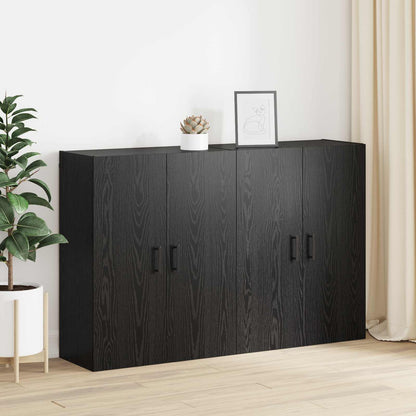 Wall Mounted Cabinets 2 pcs 69.5x34x90 cm Round Black Black oak