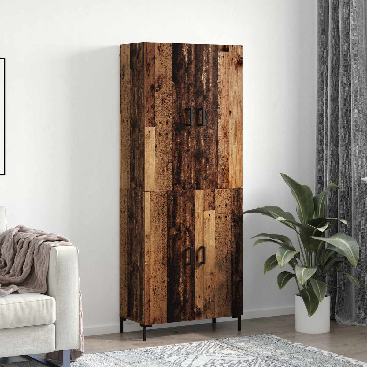 Highboard 69.5x34x180 cm Engineered Wood 2 Doors Old wood