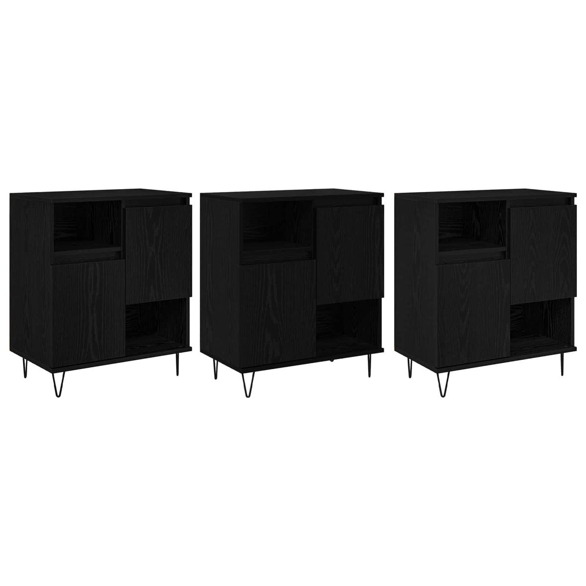 Sideboards Engineered Wood 3 pcs Black oak