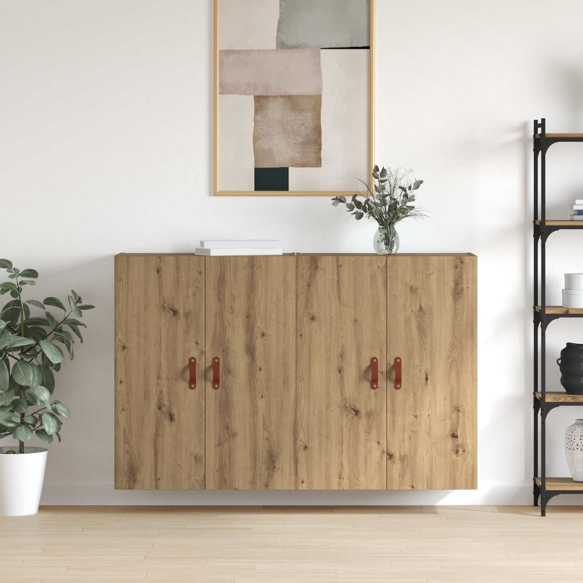 Wall Mounted Cabinets 2 pcs 69.5x34x90 cm Leather Artisan oak
