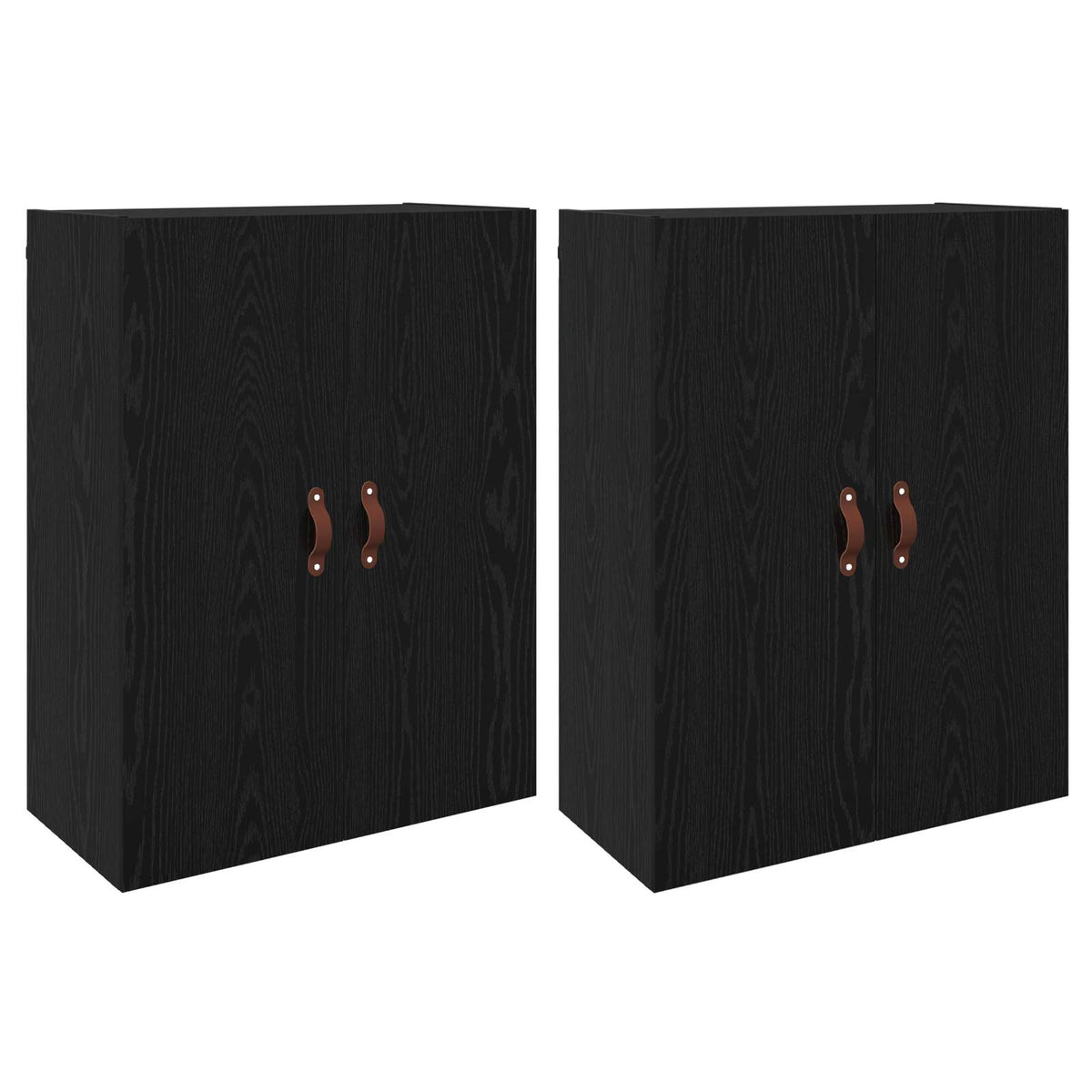 Wall Mounted Cabinets 2 pcs 69.5x34x90 cm Leather Black oak