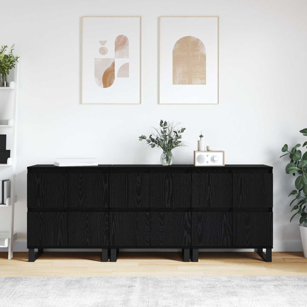 Sideboards Engineered Wood 3 pcs Black oak