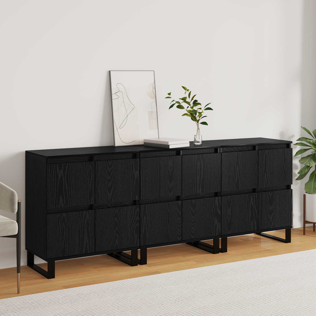 Sideboards Engineered Wood 3 pcs Black oak