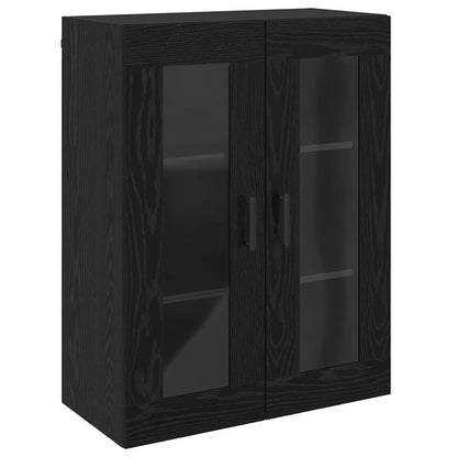 Wall Mounted Cabinets 2 pcs Engineered Wood Round Black Black oak