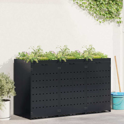 Wheelie Bin Storage with Planter Roof for Single 240L Bin Planter top Black 3
