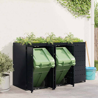 vidaXL Wheelie Bin Storage for 3 Bins Black 204 x 77.5 x 121.5 cm 4