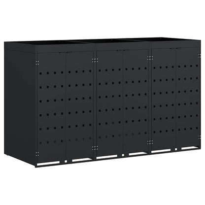 vidaXL Wheelie Bin Storage for 3 Bins Black 204 x 77.5 x 121.5 cm 2