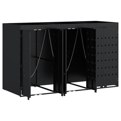 vidaXL Wheelie Bin Storage for 3 Bins Black 204 x 77.5 x 121.5 cm 6