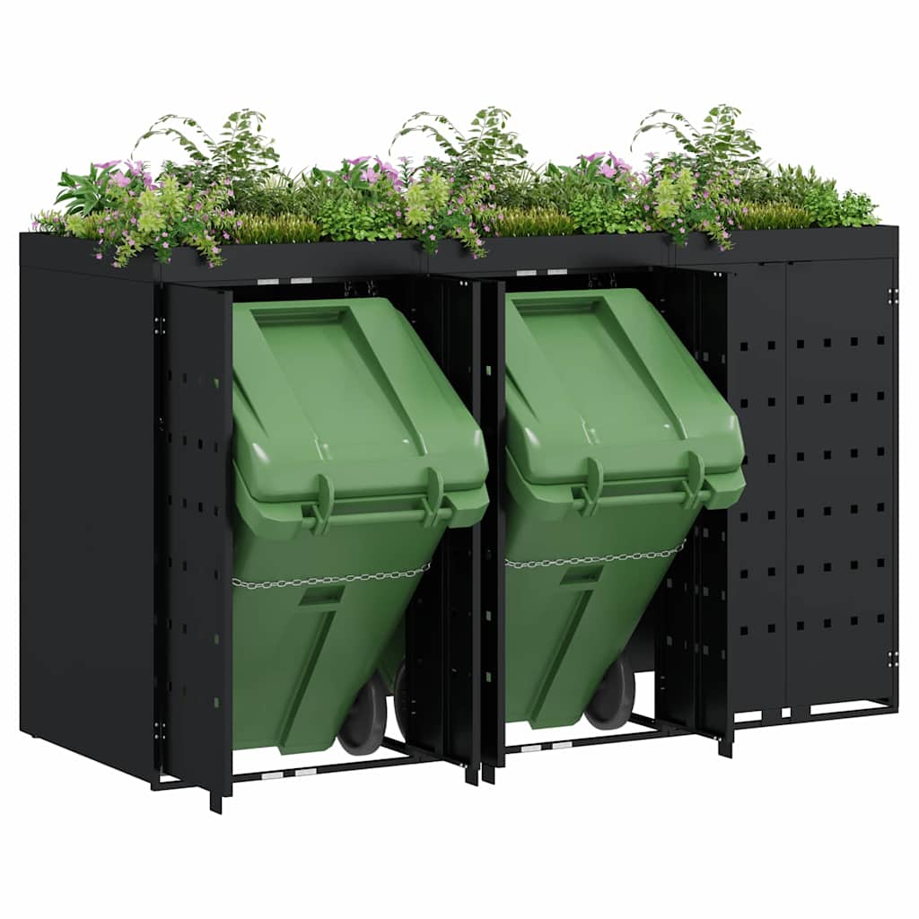 vidaXL Wheelie Bin Storage for 3 Bins Black 204 x 77.5 x 121.5 cm 3