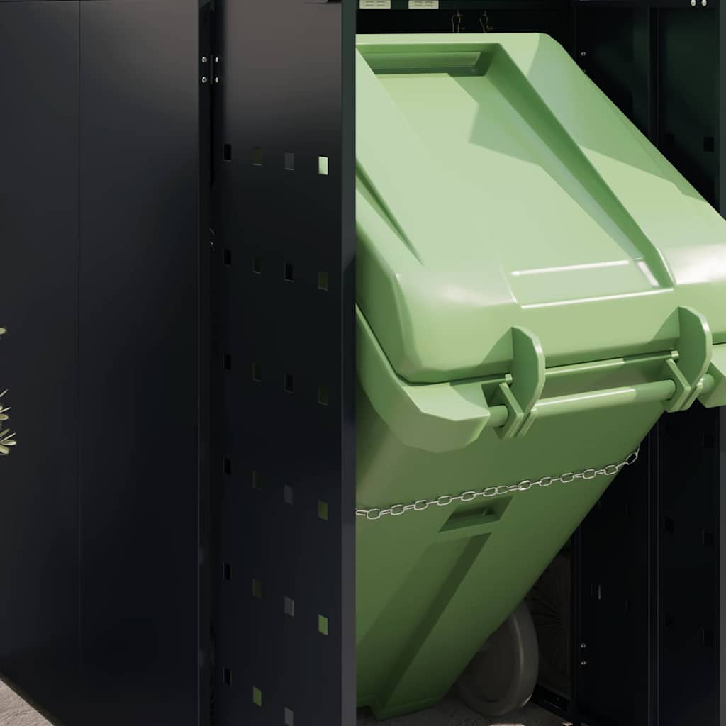 vidaXL Wheelie Bin Storage for 4 Bins Black 272 x 77.5 x 121.5 cm 5