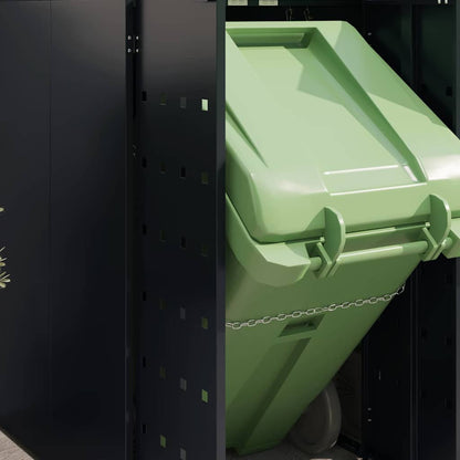 vidaXL Wheelie Bin Storage for 4 Bins Black 272 x 77.5 x 121.5 cm 5