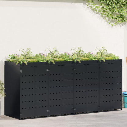 vidaXL Wheelie Bin Storage for 4 Bins Black 272 x 77.5 x 121.5 cm 1