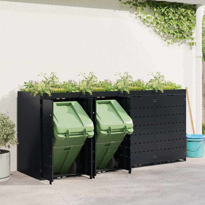 vidaXL Wheelie Bin Storage for 4 Bins Black 272 x 77.5 x 121.5 cm 4