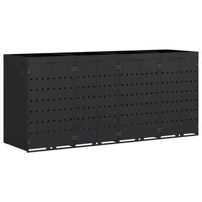 vidaXL Wheelie Bin Storage for 4 Bins Black 272 x 77.5 x 121.5 cm 2