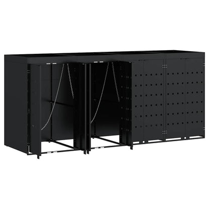 vidaXL Wheelie Bin Storage for 4 Bins Black 272 x 77.5 x 121.5 cm 6