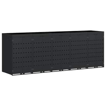 vidaXL Wheelie Bin Storage for 5 Bins Black 340 x 77.5 x 121.5 cm 2