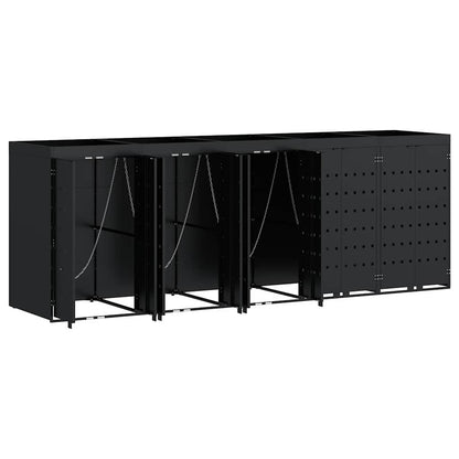 vidaXL Wheelie Bin Storage for 5 Bins Black 340 x 77.5 x 121.5 cm 6