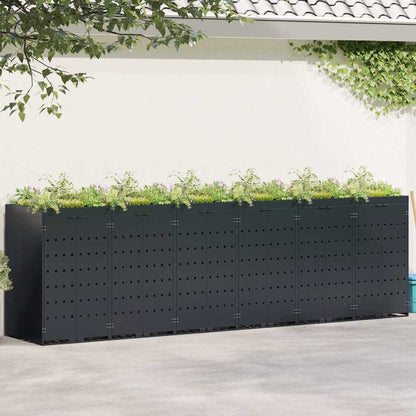 vidaXL Wheelie Bin Storage for 6 Bins Black 408 x 77.5 x 121.5 cm 1