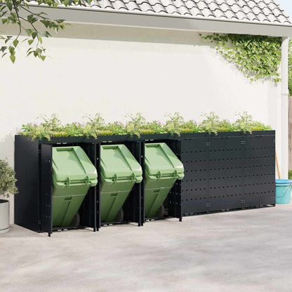 vidaXL Wheelie Bin Storage for 6 Bins Black 408 x 77.5 x 121.5 cm 4