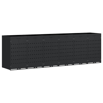 vidaXL Wheelie Bin Storage for 6 Bins Black 408 x 77.5 x 121.5 cm 2
