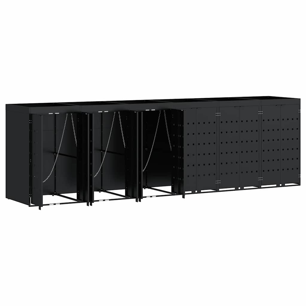 vidaXL Wheelie Bin Storage for 6 Bins Black 408 x 77.5 x 121.5 cm 6
