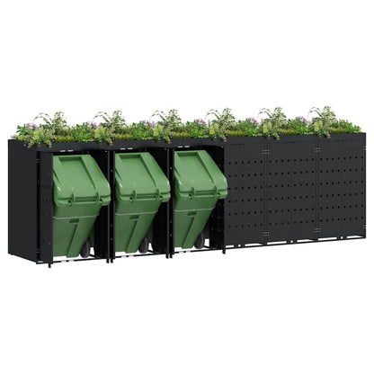 vidaXL Wheelie Bin Storage for 6 Bins Black 408 x 77.5 x 121.5 cm 3
