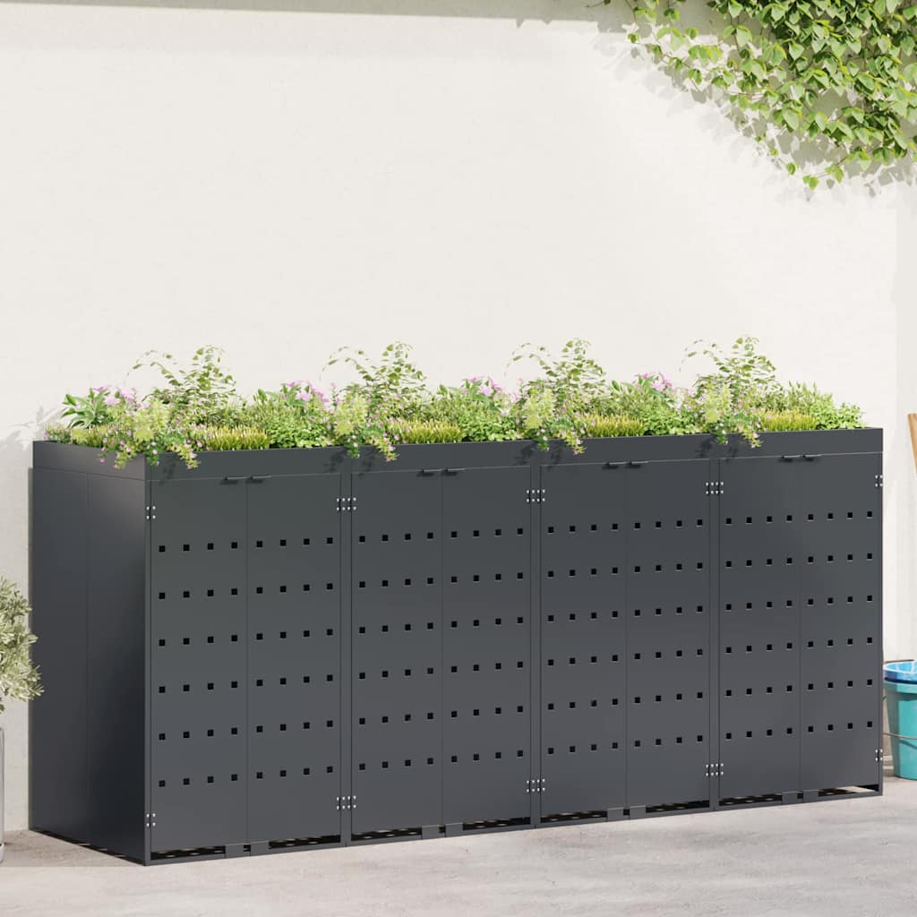 Wheelie Bin Storage with Planter Roof for Single 240L Bin Planter top Anthracite 4