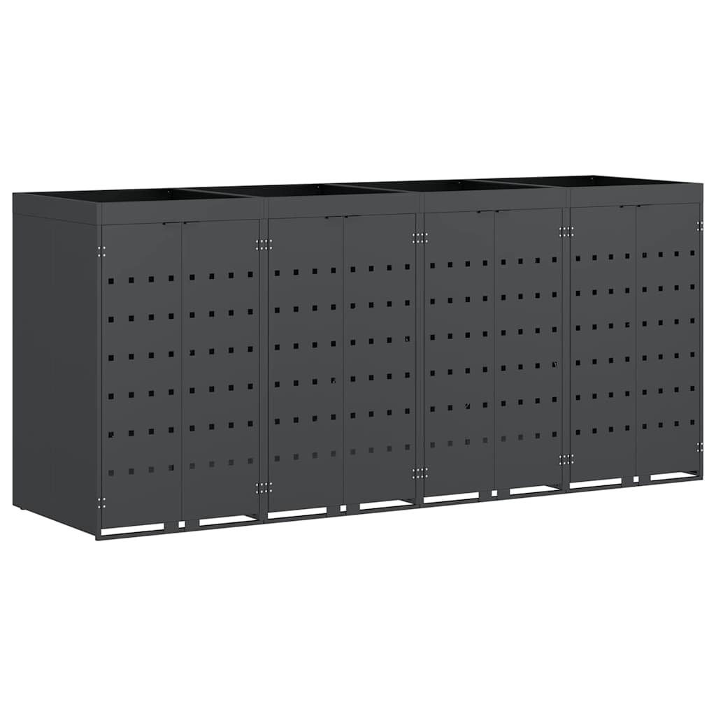 vidaXL Wheelie Bin Storage for 4 Bins Anthracite 272 x 77.5 x 121.5 cm 2