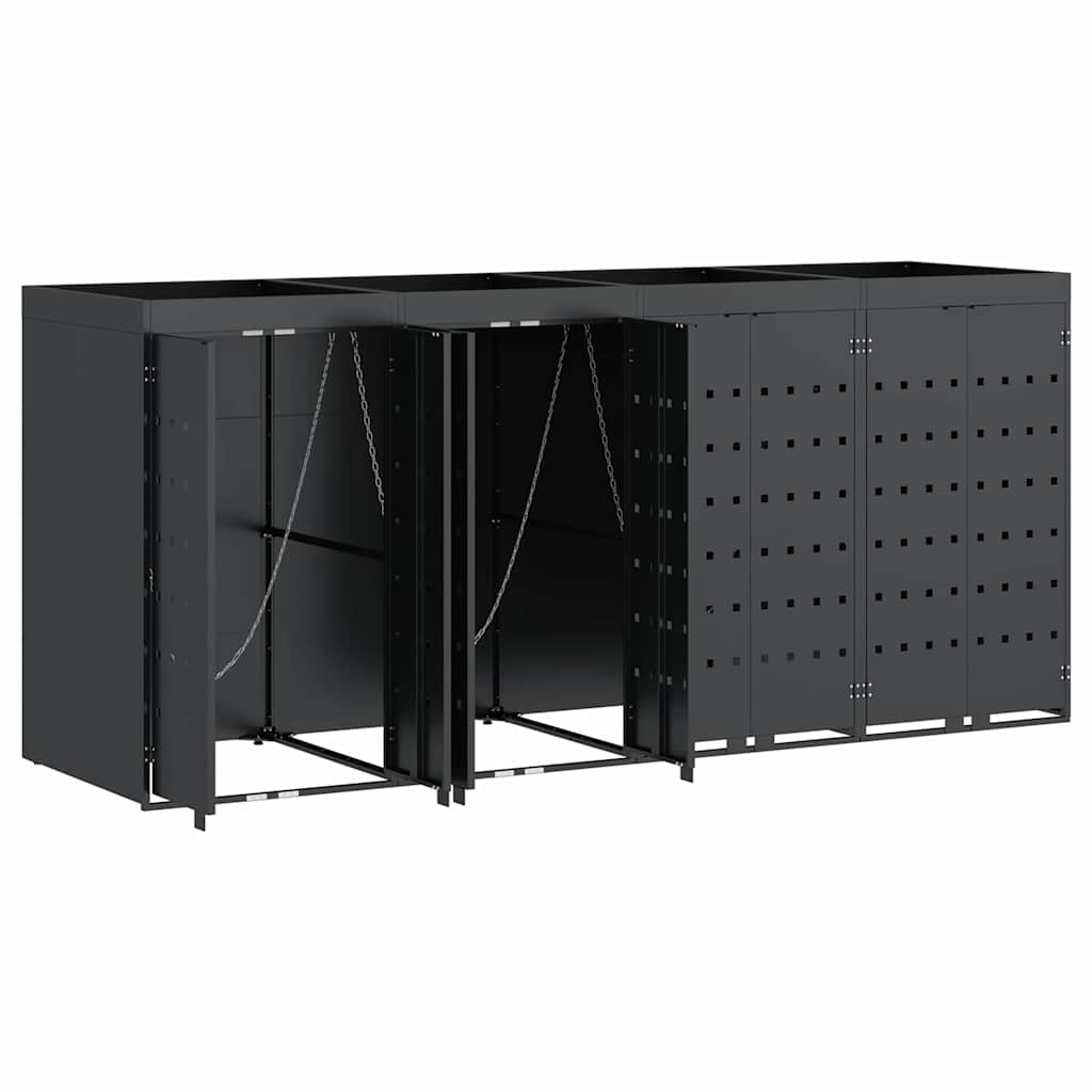 vidaXL Wheelie Bin Storage for 4 Bins Anthracite 272 x 77.5 x 121.5 cm 6