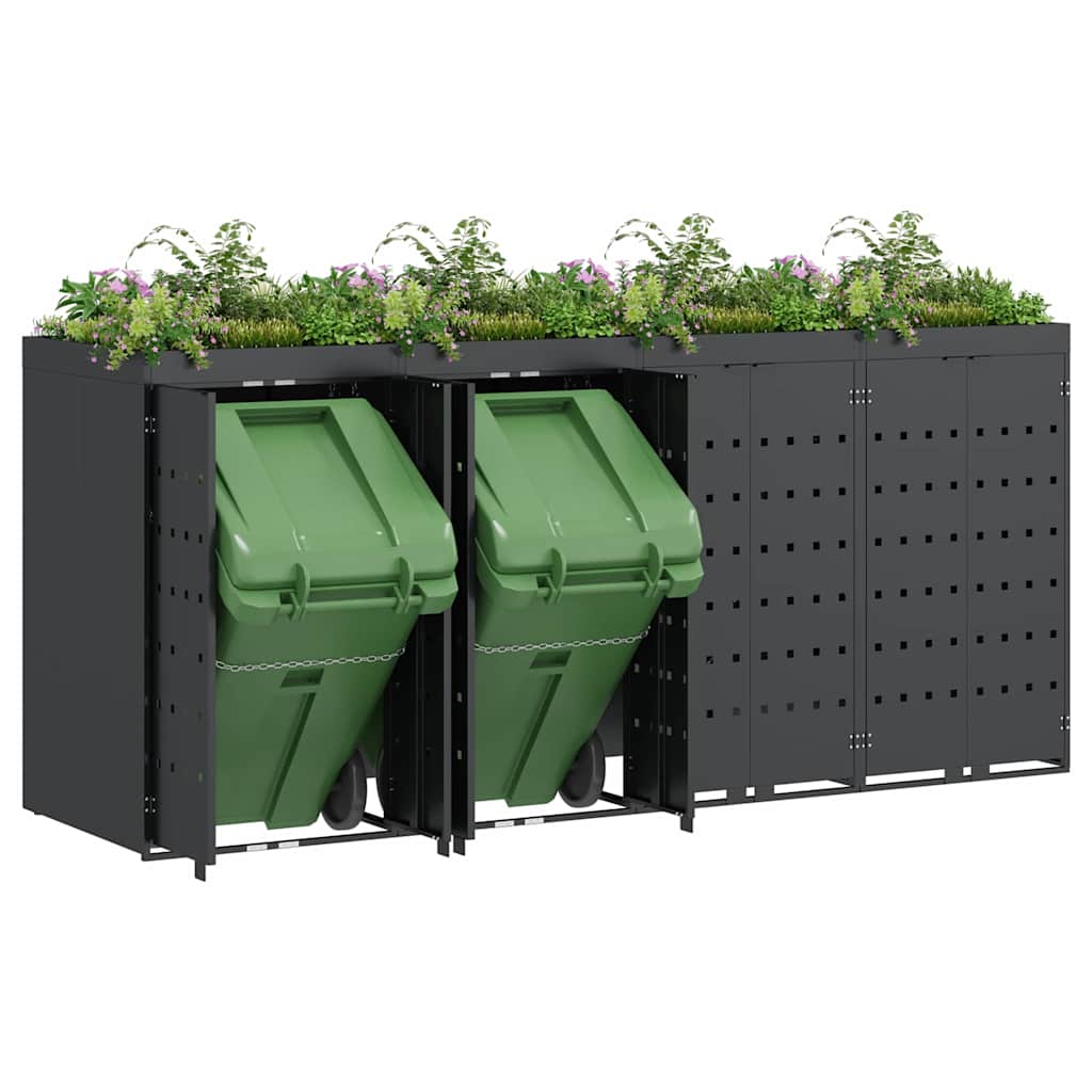 vidaXL Wheelie Bin Storage for 4 Bins Anthracite 272 x 77.5 x 121.5 cm 3