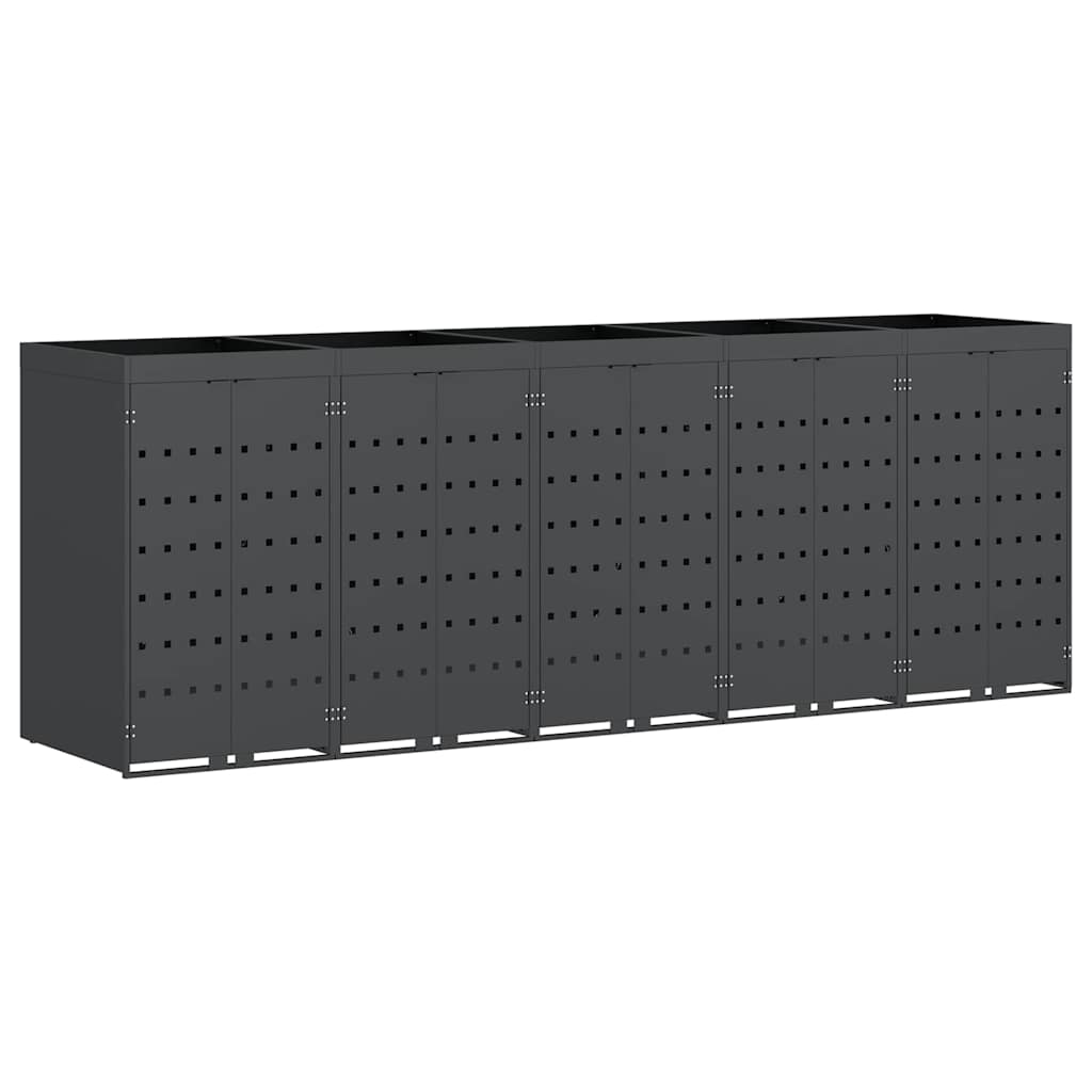 vidaXL Wheelie Bin Storage for 5 Bins Anthracite 340 x 77.5 x 121.5 cm 2