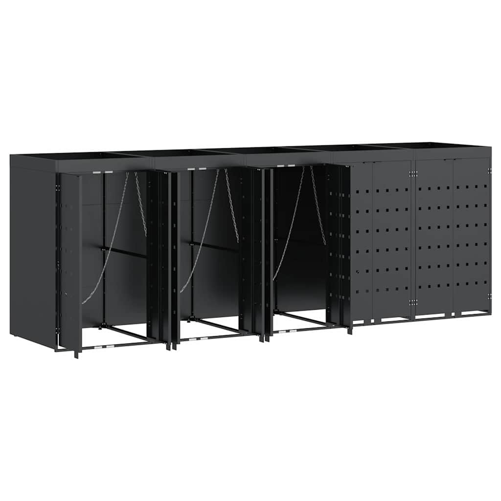 vidaXL Wheelie Bin Storage for 5 Bins Anthracite 340 x 77.5 x 121.5 cm 6