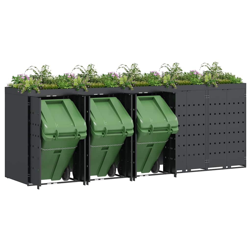 vidaXL Wheelie Bin Storage for 5 Bins Anthracite 340 x 77.5 x 121.5 cm 3