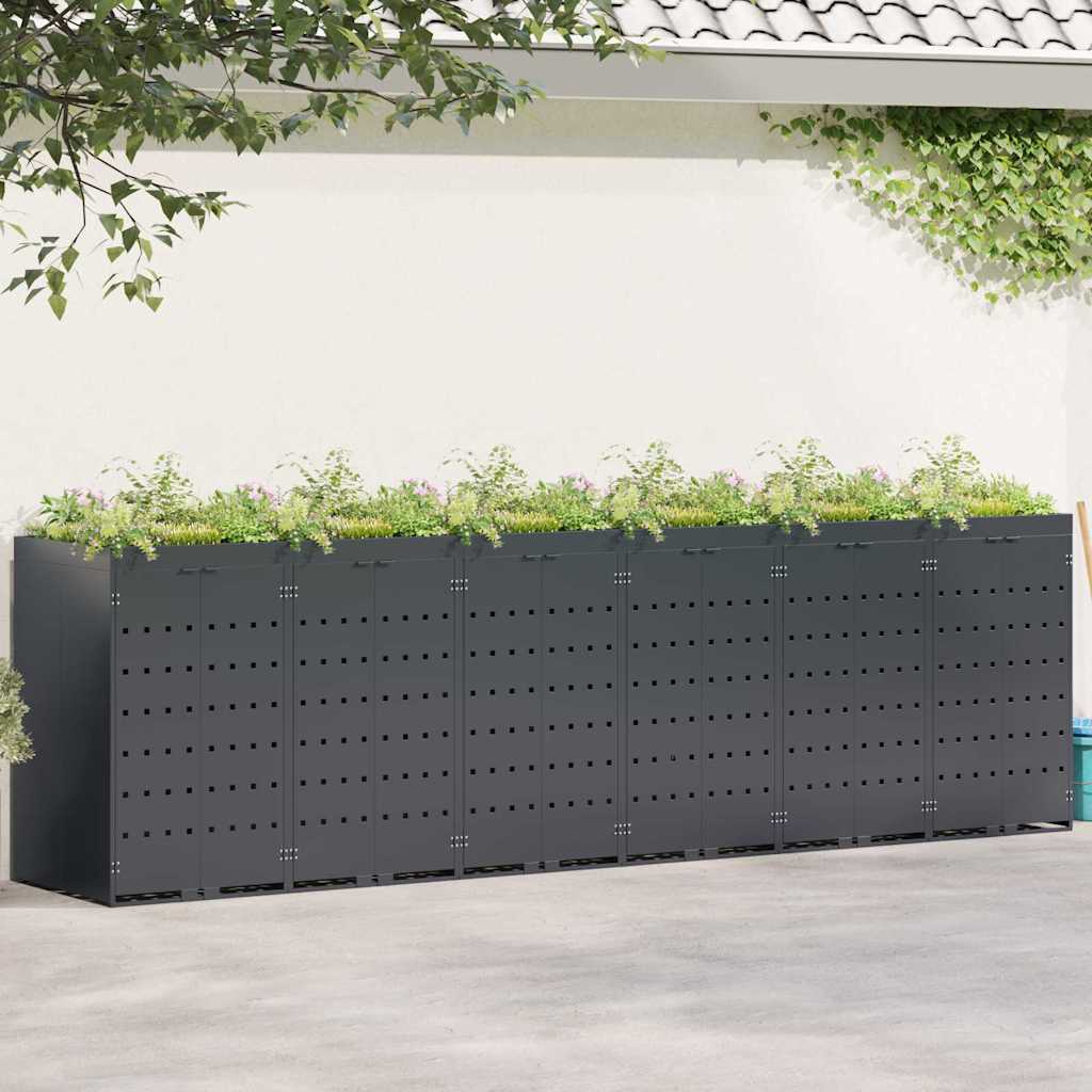 vidaXL Wheelie Bin Storage for 6 Bins Anthracite 408 x 77.5 x 121.5 cm 1
