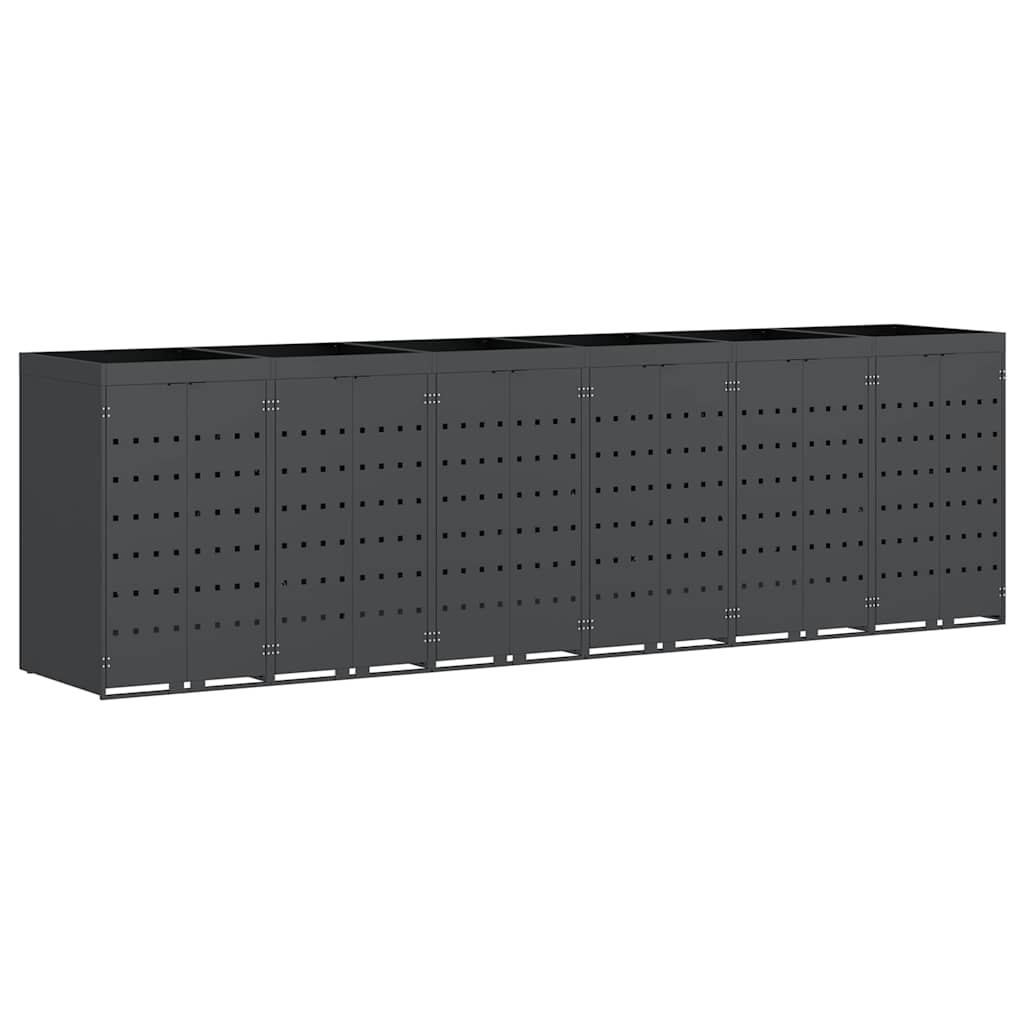vidaXL Wheelie Bin Storage for 6 Bins Anthracite 408 x 77.5 x 121.5 cm 2