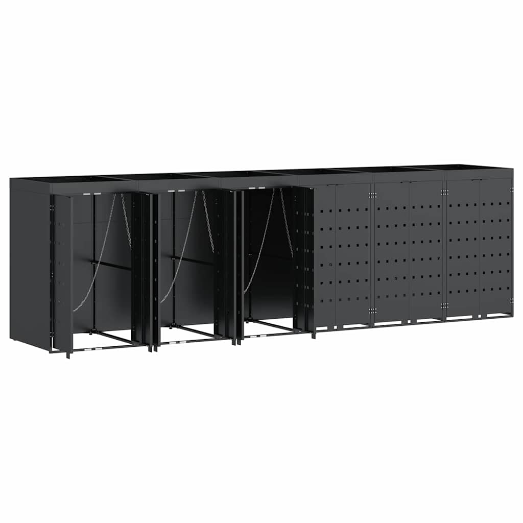 vidaXL Wheelie Bin Storage for 6 Bins Anthracite 408 x 77.5 x 121.5 cm 6