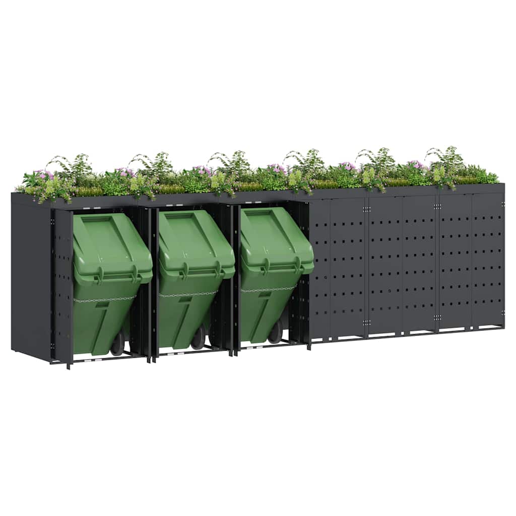vidaXL Wheelie Bin Storage for 6 Bins Anthracite 408 x 77.5 x 121.5 cm 3
