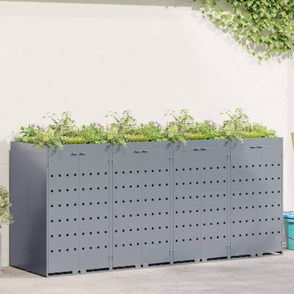 vidaXL Wheelie Bin Storage for 4 Bins Light Grey 272 x 77.5 x 121.5 cm 1