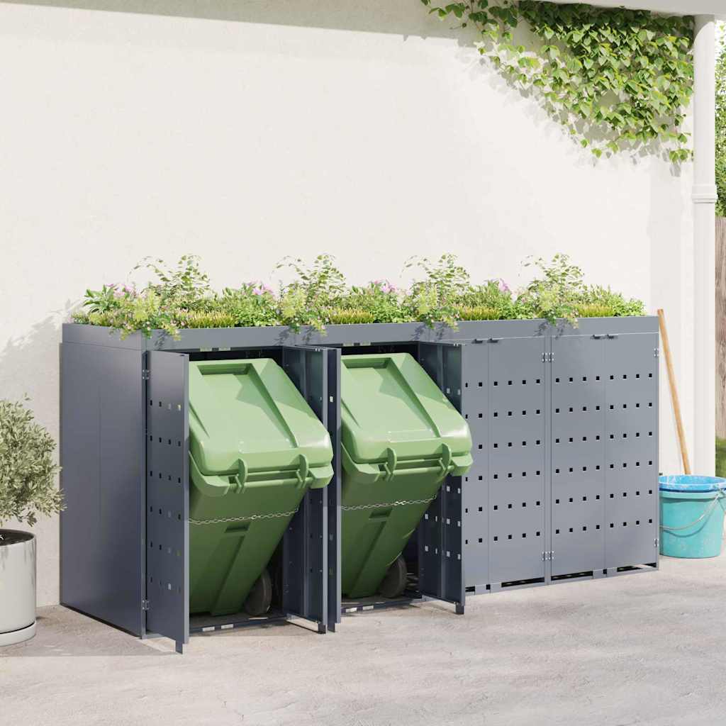 vidaXL Wheelie Bin Storage for 4 Bins Light Grey 272 x 77.5 x 121.5 cm 4