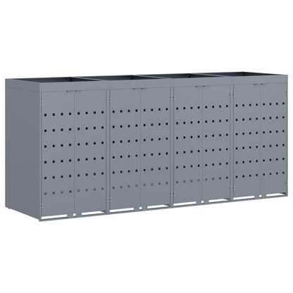 vidaXL Wheelie Bin Storage for 4 Bins Light Grey 272 x 77.5 x 121.5 cm 2
