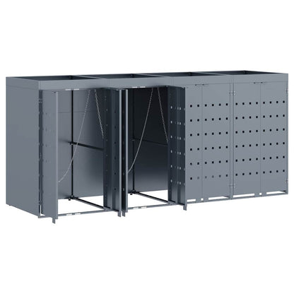 vidaXL Wheelie Bin Storage for 4 Bins Light Grey 272 x 77.5 x 121.5 cm 6