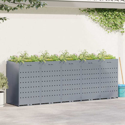 vidaXL Wheelie Bin Storage for 5 Bins Light Grey 340 x 77.5 x 121.5 cm 1
