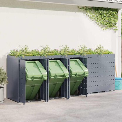 vidaXL Wheelie Bin Storage for 5 Bins Light Grey 340 x 77.5 x 121.5 cm 4