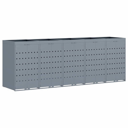 vidaXL Wheelie Bin Storage for 5 Bins Light Grey 340 x 77.5 x 121.5 cm 2