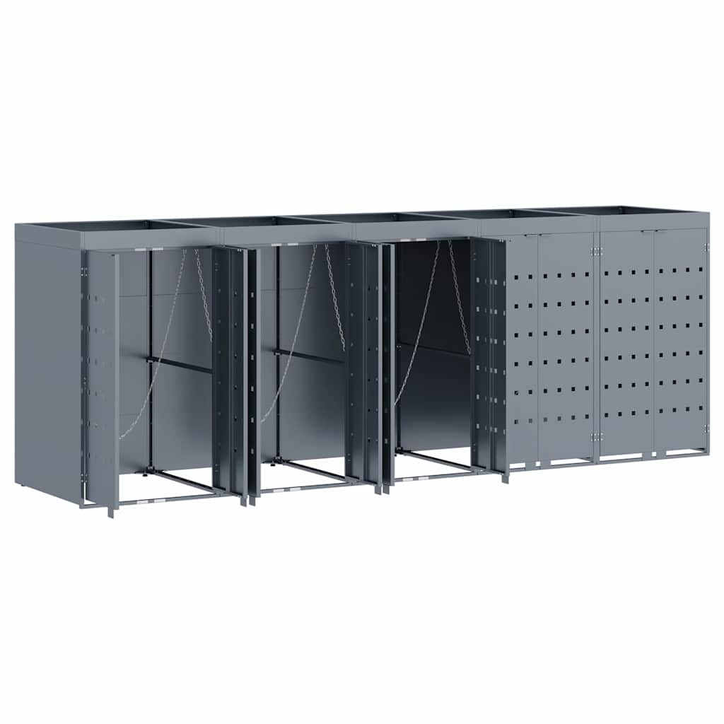 vidaXL Wheelie Bin Storage for 5 Bins Light Grey 340 x 77.5 x 121.5 cm 6